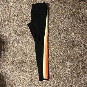 Black Leggings with Neon Stripes